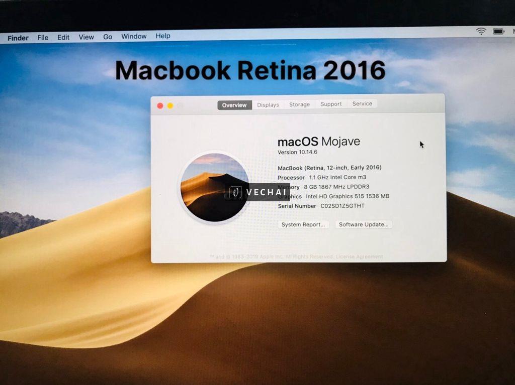 Macbook Retina 12in 2016 Ram8/256GB có hộp có ship