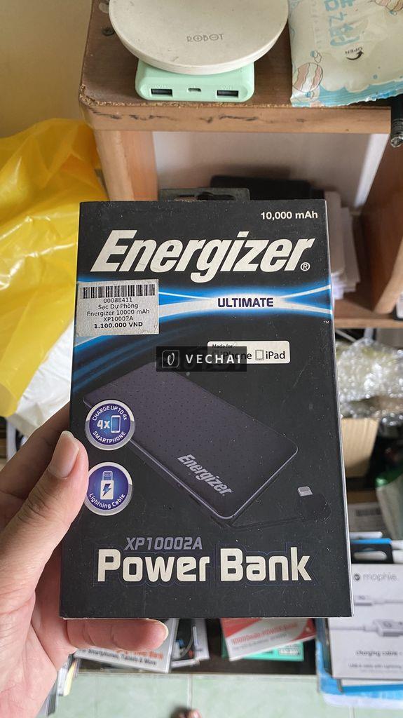 Sạc dự phòng Energizer 10000mah có cáp sạc iPhone.