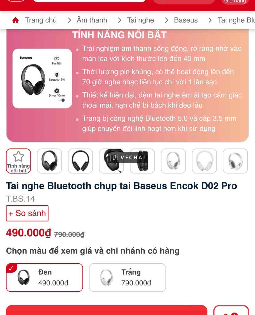 tai bluetooth 5.0 Baseus Encok D02 pro new giá rẻ