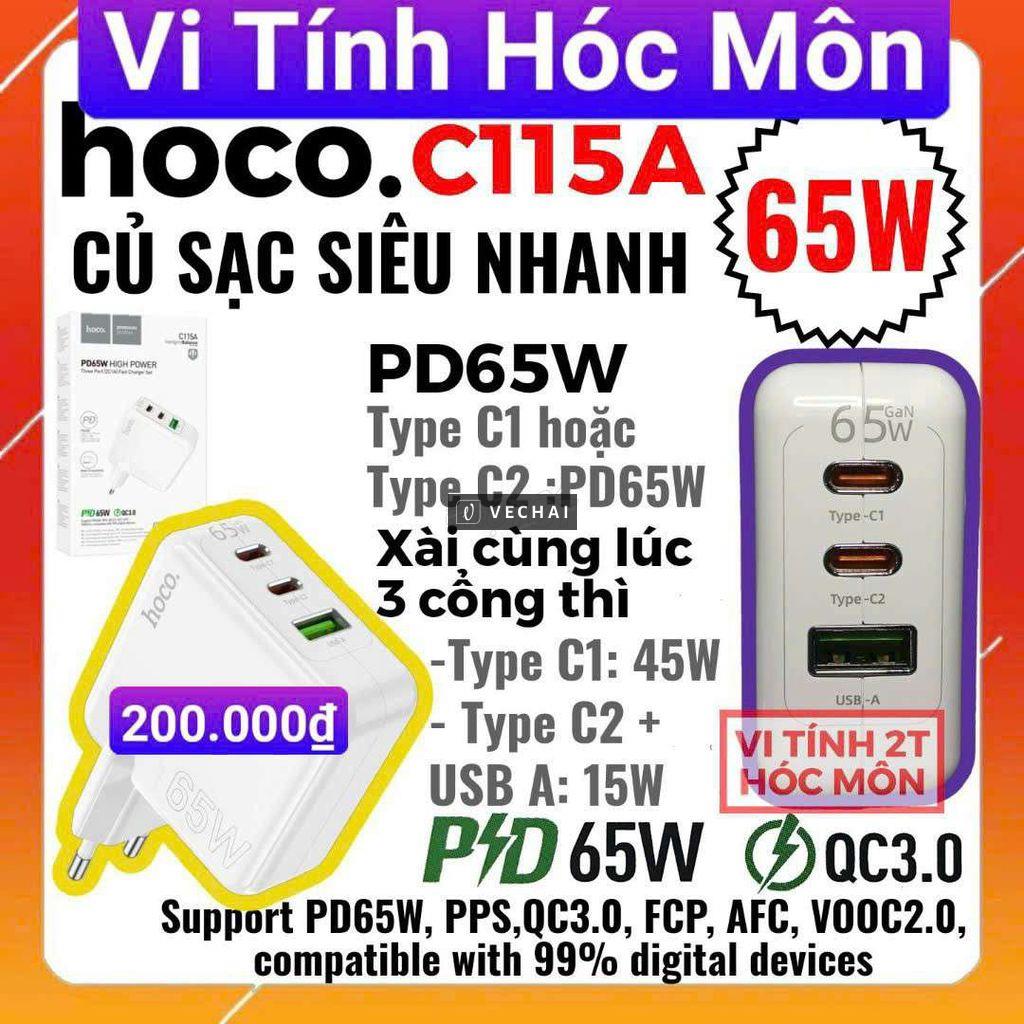 Củ sạc siêu nhanh 65W hoco c115A