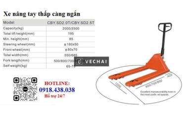 Xe nâng tay càng ngắn 80cm, càng dài từ 1.4 đến 2.5m chính hãng giá rẻ