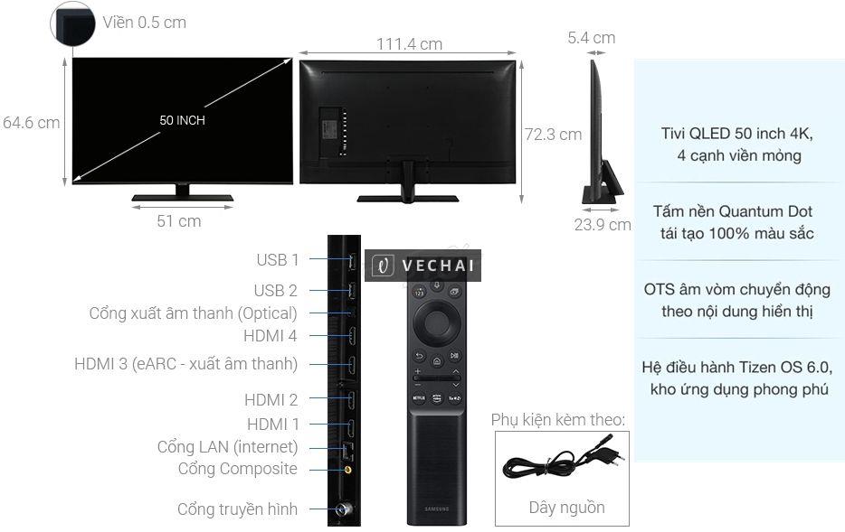 Smart Tivi QLED 4K Samsung 50 Inch QA50Q80A