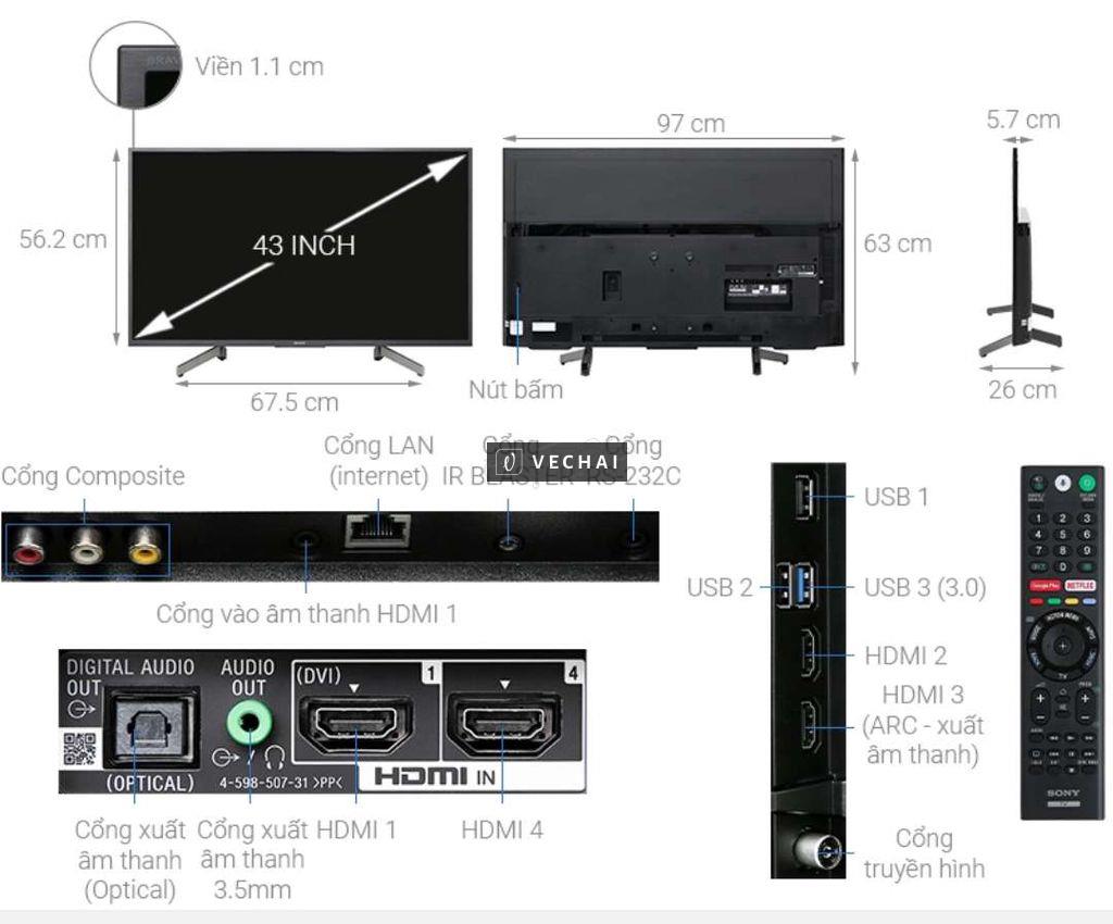 Tivi Sony Android TV 4K 43 inch KD43X-8000G