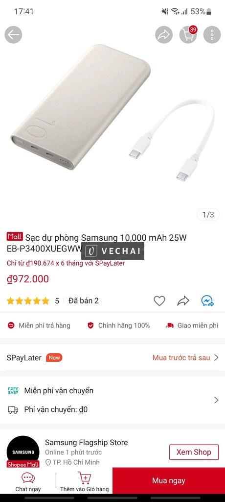 Pin dự phòng Samsung 25w chính hãng