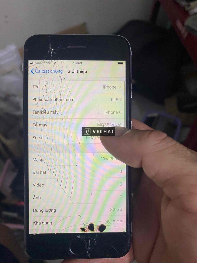 xác iphone 6 32gb vn chỉ nứt kính mvt còn lại full