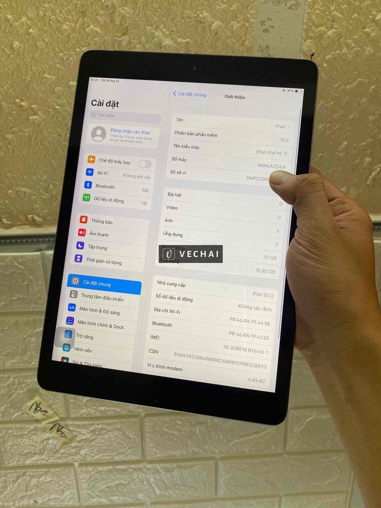 ipad gen 7 32gb wifi 4G zin đẹp có gl điện thoại