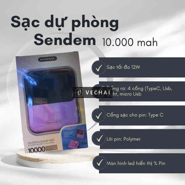 sạc dự phòng Sendem 10.000mah – new100% sale199k