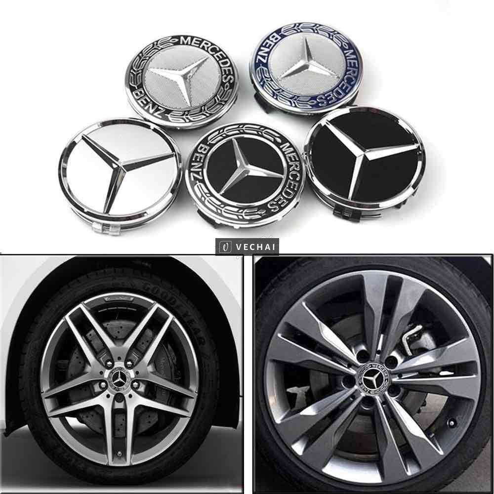 Bộ 4 nắp chụp mâm bánh xe 75mm cho xe hơi Mercedes