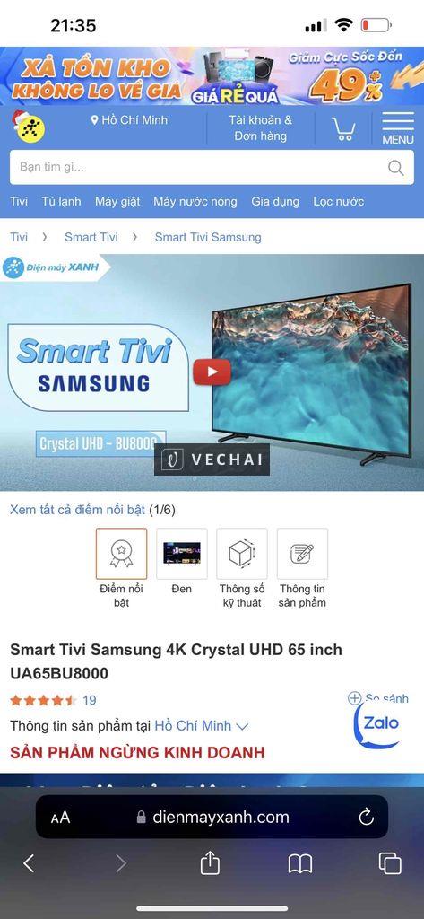 tivi samsung 65inch  new 100% 4k bh hãng 2 năm