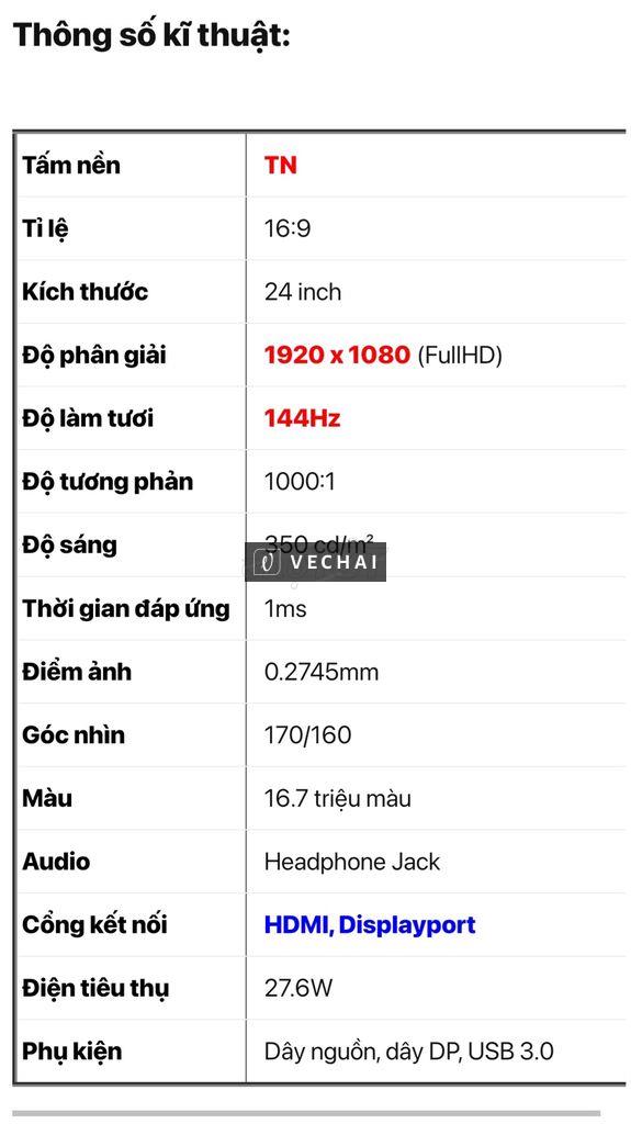 Màn viewsonic 24 inch 144hz