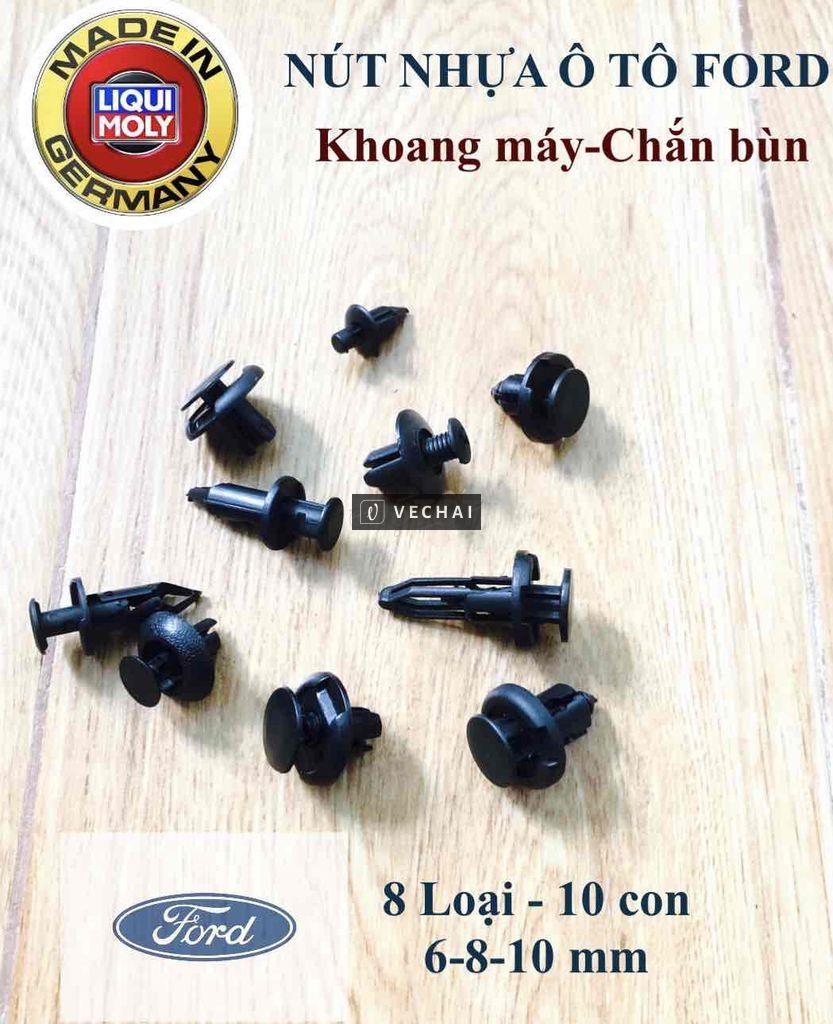 10 nút nhựa ô tô Ford 6-8-10mm, Máy-Chắn bùn