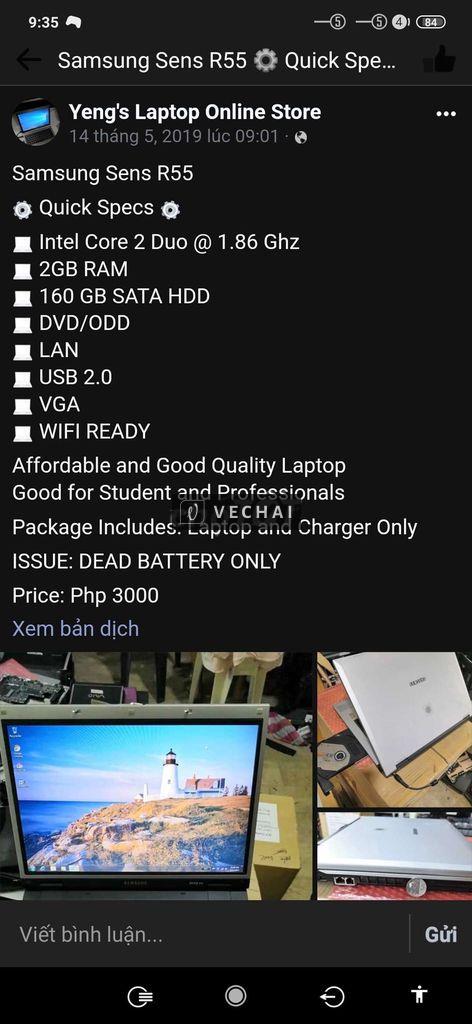 BÁN 100K XÁC LAPTOP SAMSUNG 15,4″