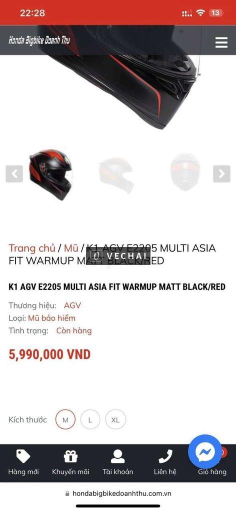 Mũ bảo hiểm fullface chính hãng AGV