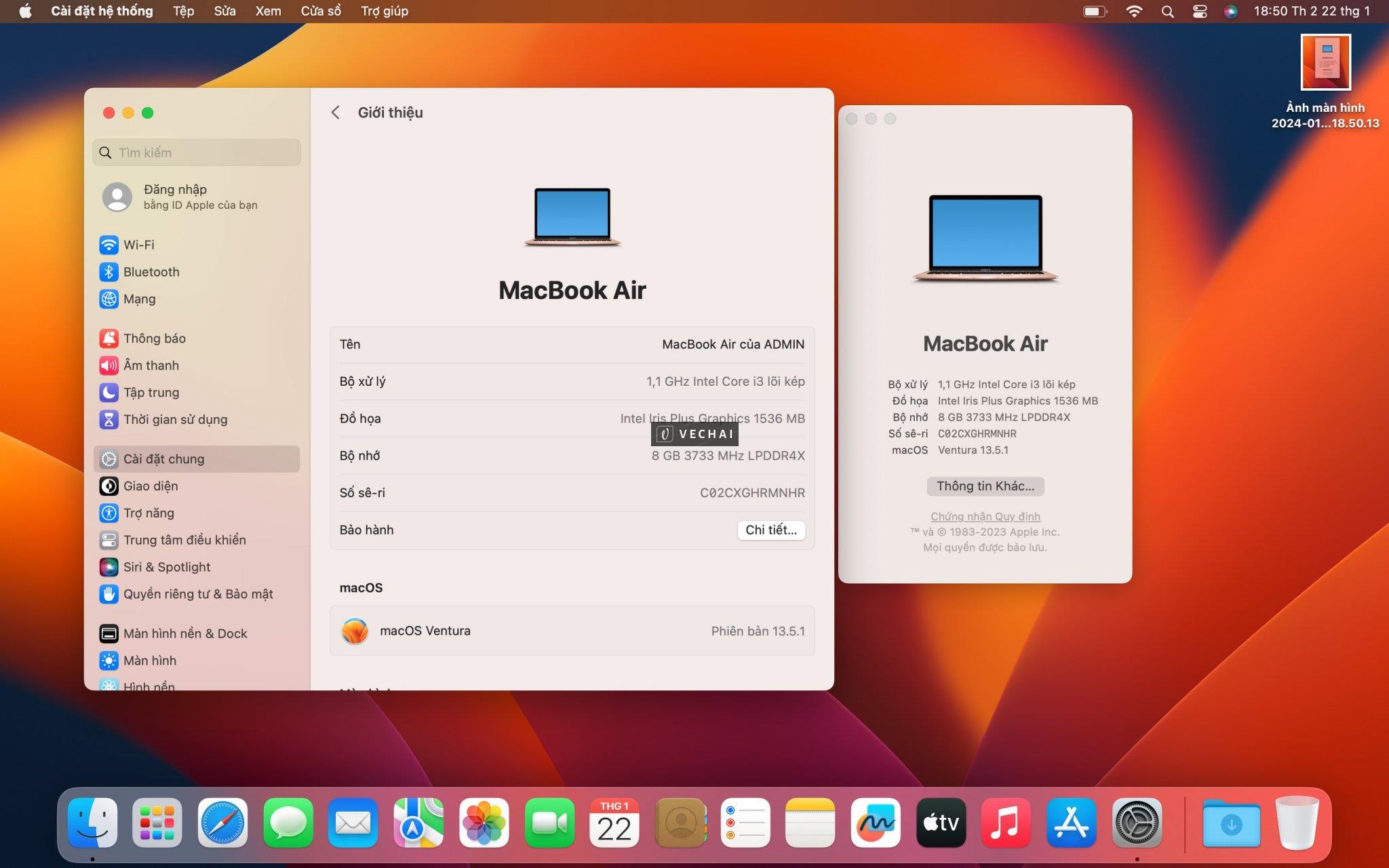 Macbook Air 2020 i3/8/256GB thanh lý lại cho anh em sd – Tình trạng sử dụng thi thoảng bị reset lại,