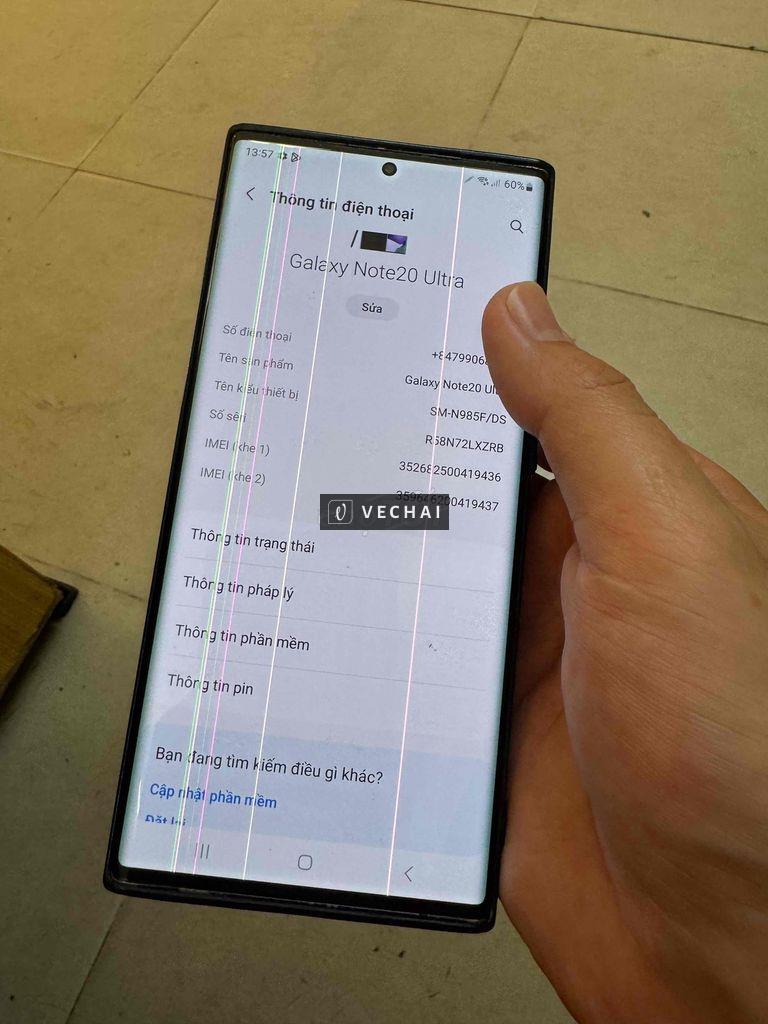 note 20 ultra 256gb bể lưng sọc màn bán xác