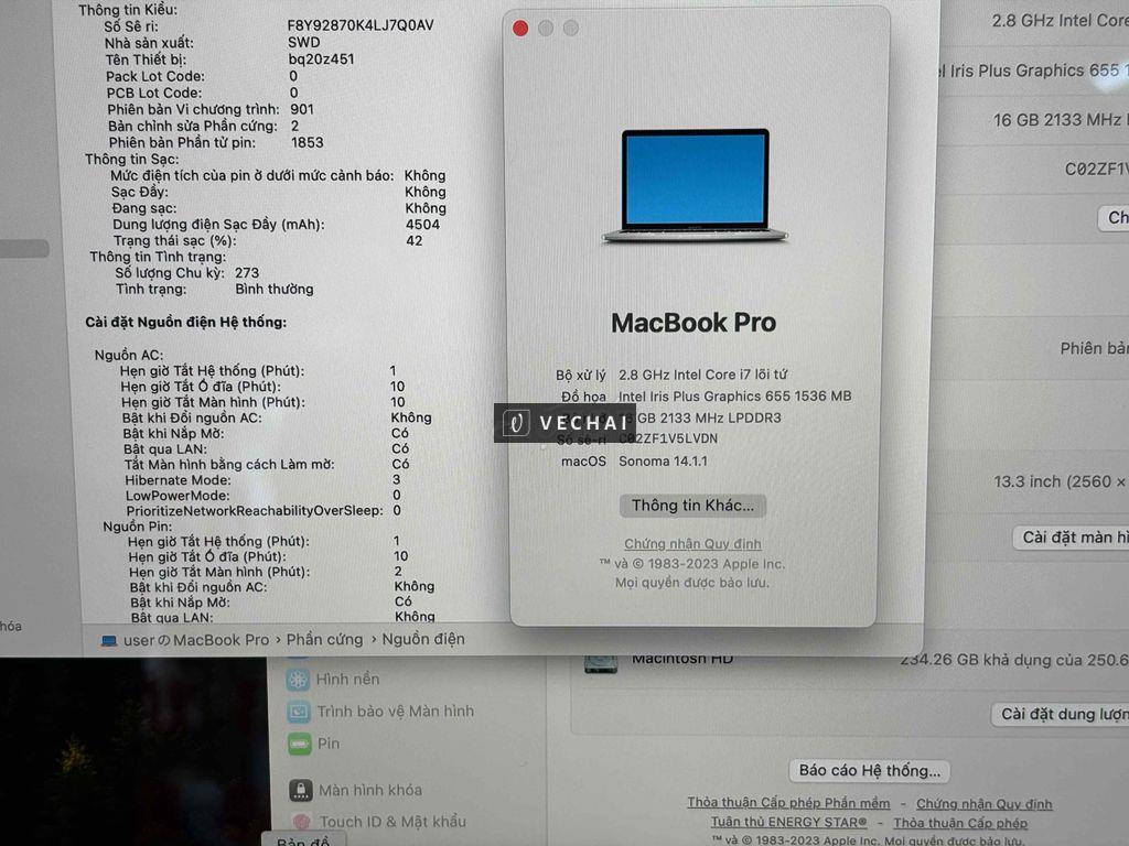 Macbook Pro 2020 – 13,3 inch  i7/16/256