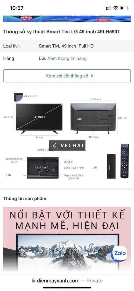 Smart Tivi LG 49 inch 49LH590 Full HD