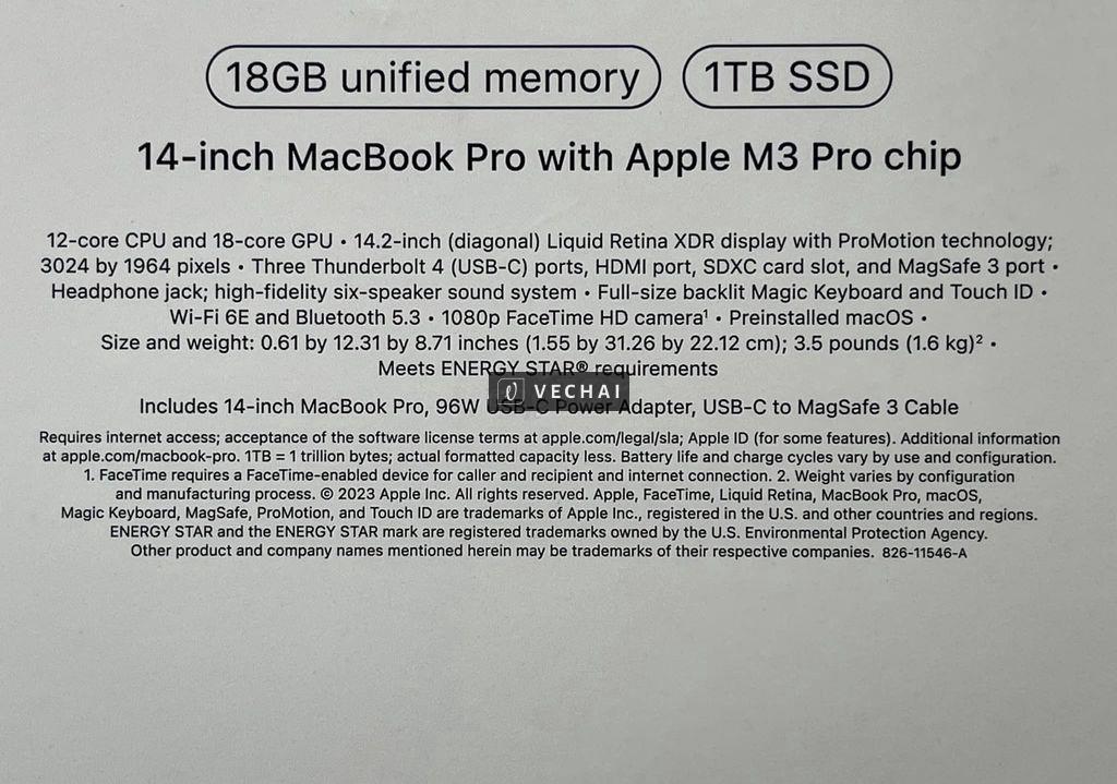 Macbook pro 14 inch 2023 M3 pro 18G / 1TB chưa act