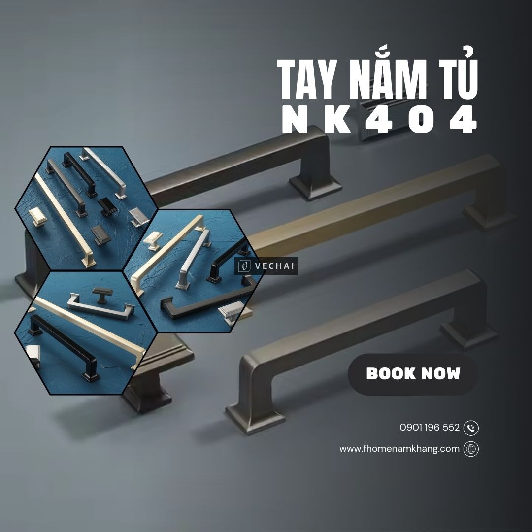 Tay nắm tủ thanh vuông cao cấp NK404 | Zalo 0901 196 552