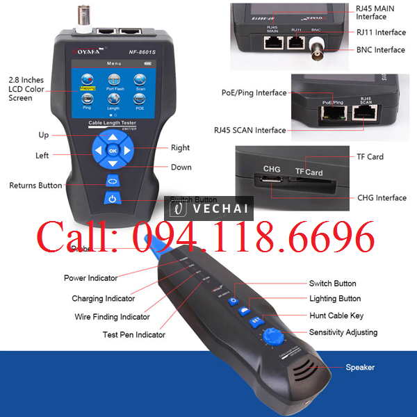 Máy test dây mạng NF-8601S, kết xuất kết quả ra máy tính