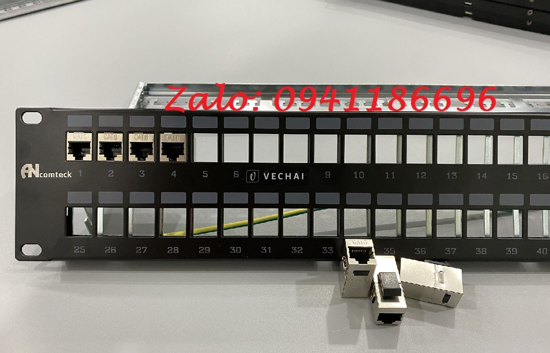Phân phối thanh đấu nối Patch panel chính hãng Ancomteck loại 24, 48 port, đầy đủ phụ kiện