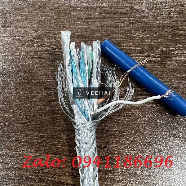 Cáp mạng Cat7 SFTP Chống nhiễu hãng Ancomteck, Kháng cháy 70oC, hạt mạng công nghiệp Cat6A sẵn kho