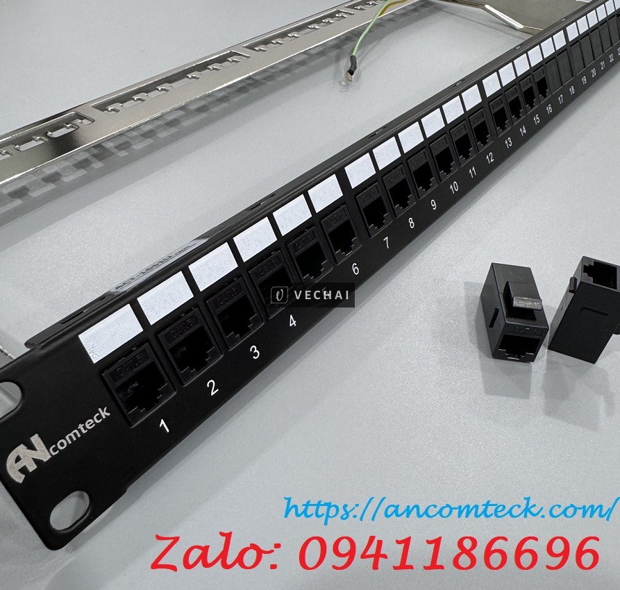 Thanh đấu nối mạng PATCH PANEL 8 port 1U chuẩn 19'' CAT5.CAT6.CAT6A , mã ACT-8S2S1U ANCOMTECACT-8S1U