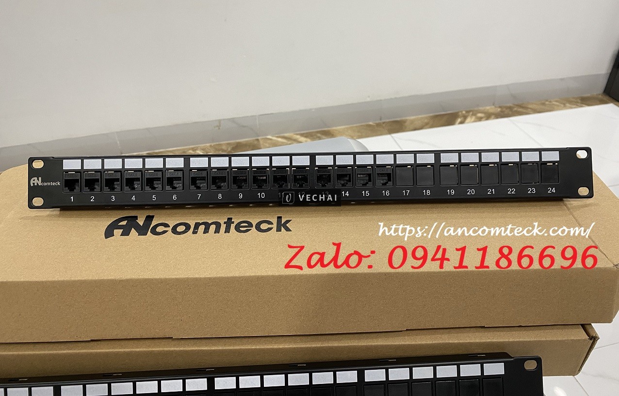 Thanh đấu nối mạng PATCH PANEL 8 port 1U chuẩn 19'' CAT5.CAT6.CAT6A , mã ACT-8S2S1U ANCOMTECACT-8S1U