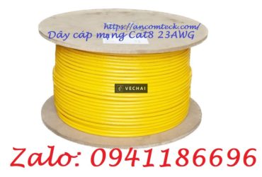 Phân phối Cáp Mạng LAN Cat8 SFTP xoắn đôi được bảo vệ kép, CMR 40G, Đồng nguyên khối 23AWG sẵn kho