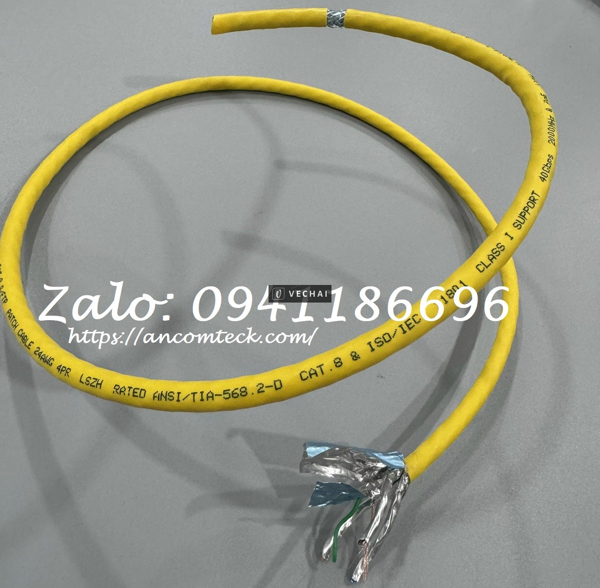 Phân phối Cáp Mạng LAN Cat8 SFTP xoắn đôi được bảo vệ kép, CMR 40G, Đồng nguyên khối 23AWG sẵn kho