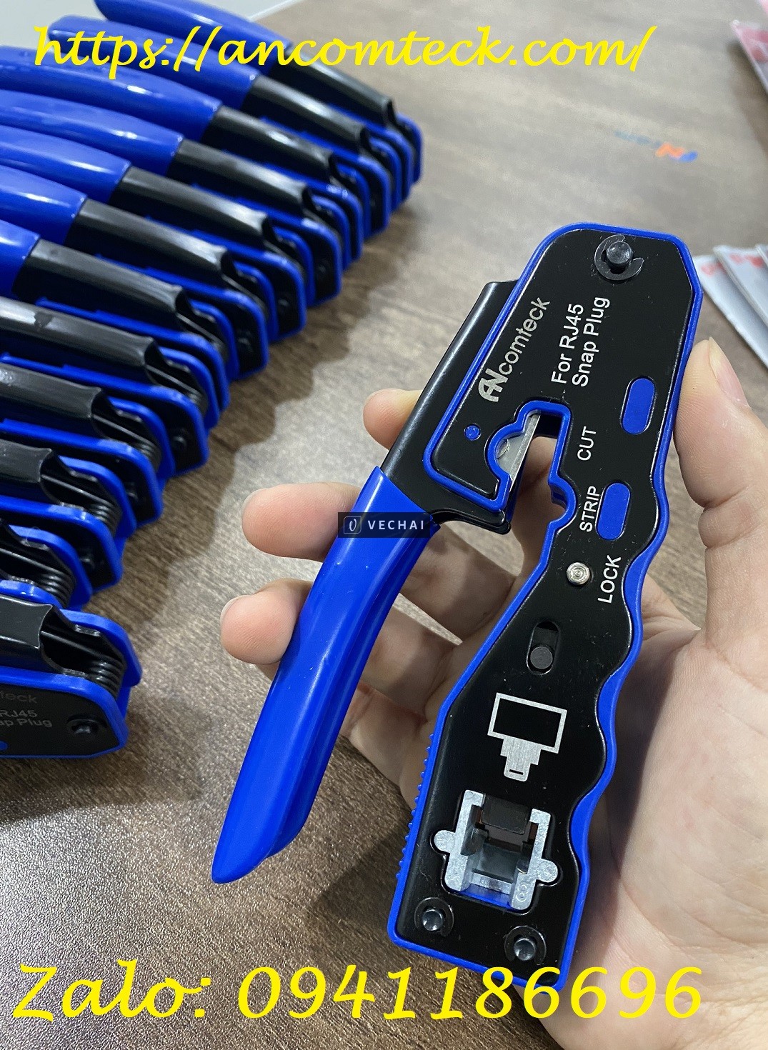 Phân phối Kìm bấm mạng, Đầu bấm hạt mạng Xuyên thấu Cat5/CAt6 hãng Ancomteck