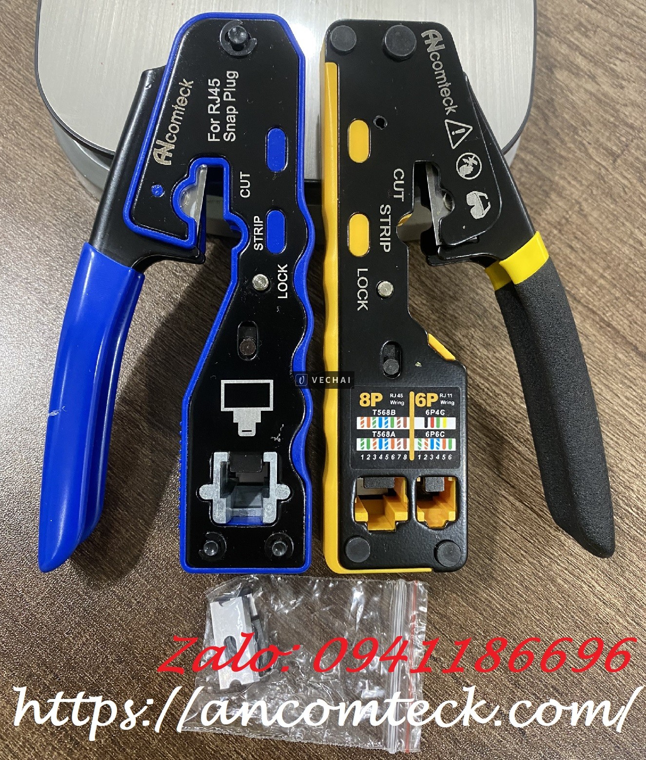 Phân phối Kìm bấm mạng, Đầu bấm hạt mạng Xuyên thấu Cat5/CAt6 hãng Ancomteck