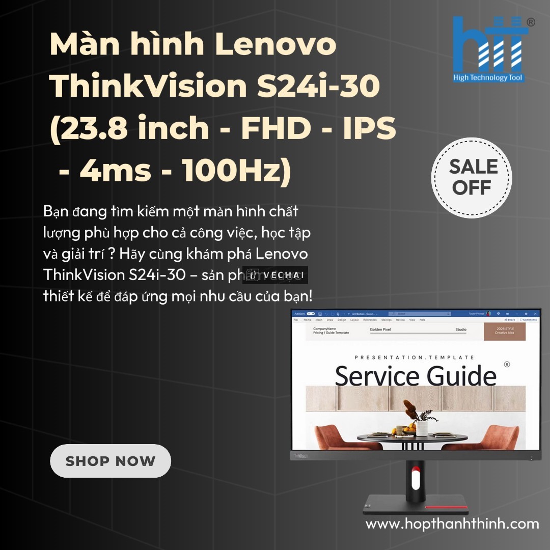 Màn hình Lenovo ThinkVision S24i-30 – Sự lựa chọn phù hợp cho cả công việc văn phòng và giải trí