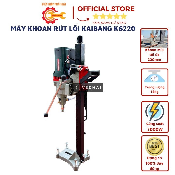 MÁY KHOAN RÚT LÕI KAIBANG K6220 – CÔNG SUẤT 3000W – KHOAN NHANH, CHUẨN XÁC