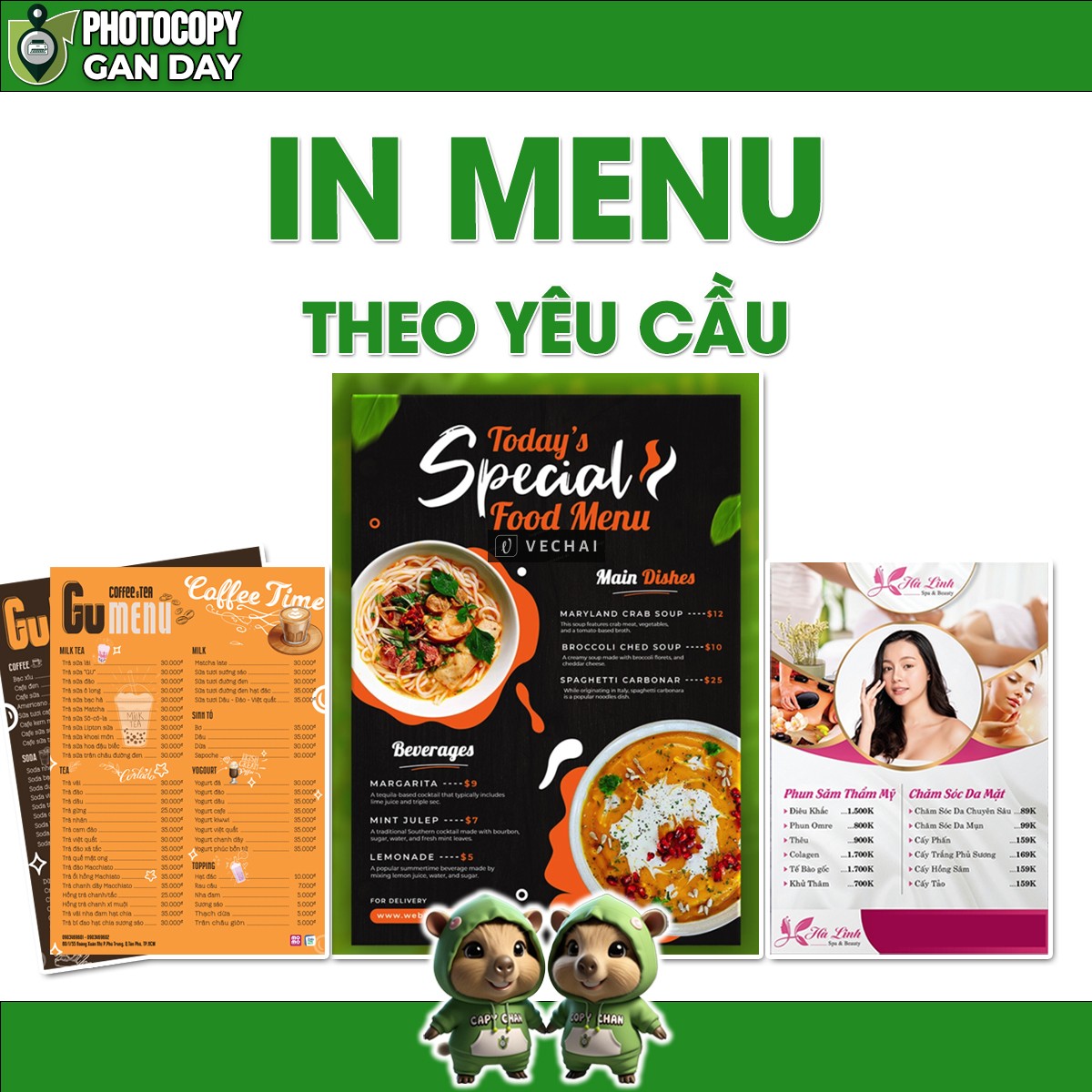 Dịch Vụ In Menu Theo Yêu Cầu A4 A5 A6 – Bền Đẹp