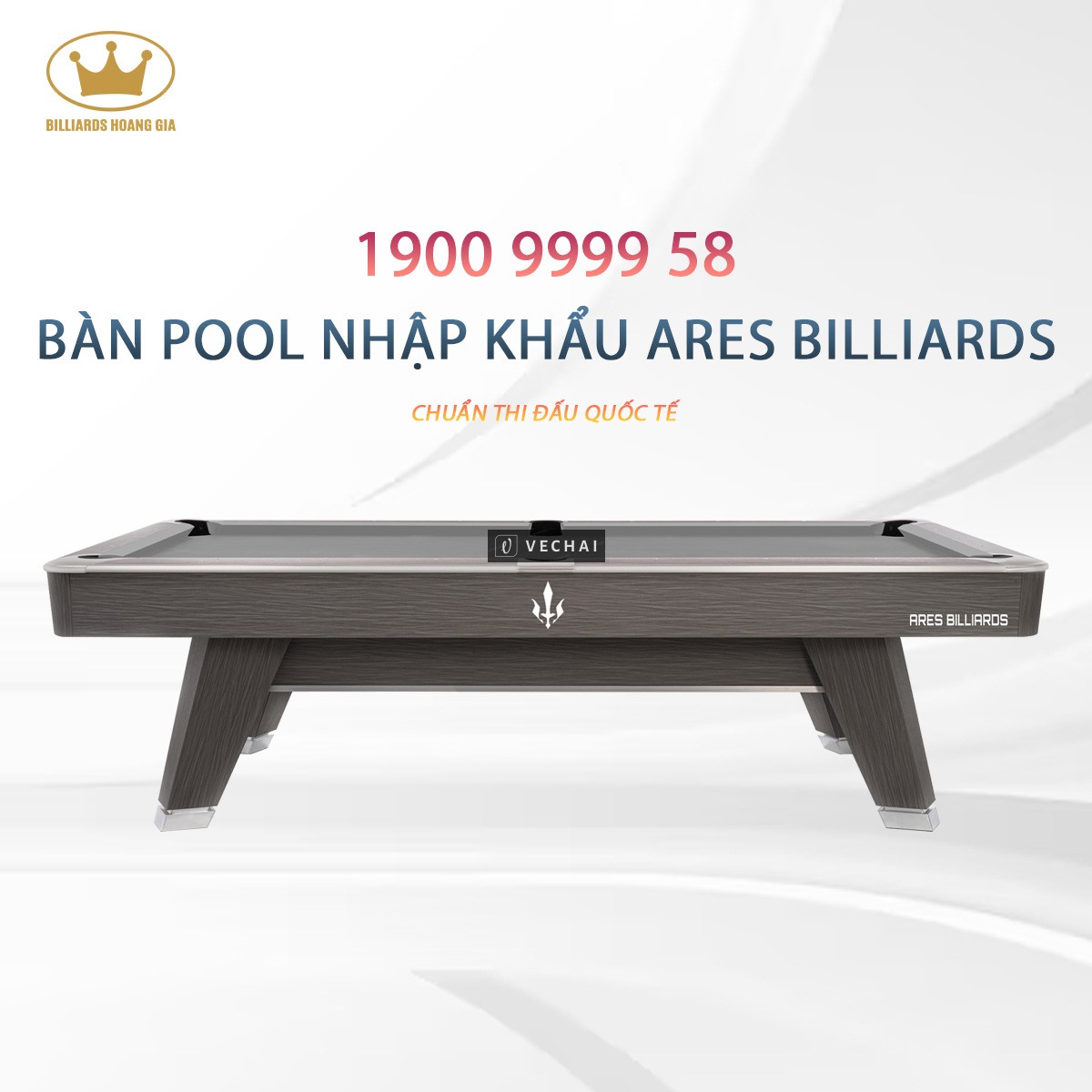 Bàn Bida Pool nhập Trung Ares (Xám)