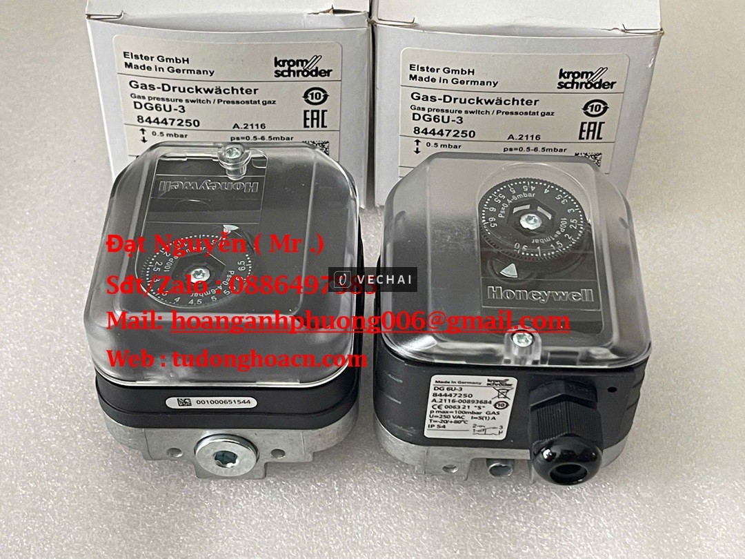 Cảm biến áp suất gas DG6U-3 | Ứng dụng trong HVAC, lò đốt, hệ thống khí đốt