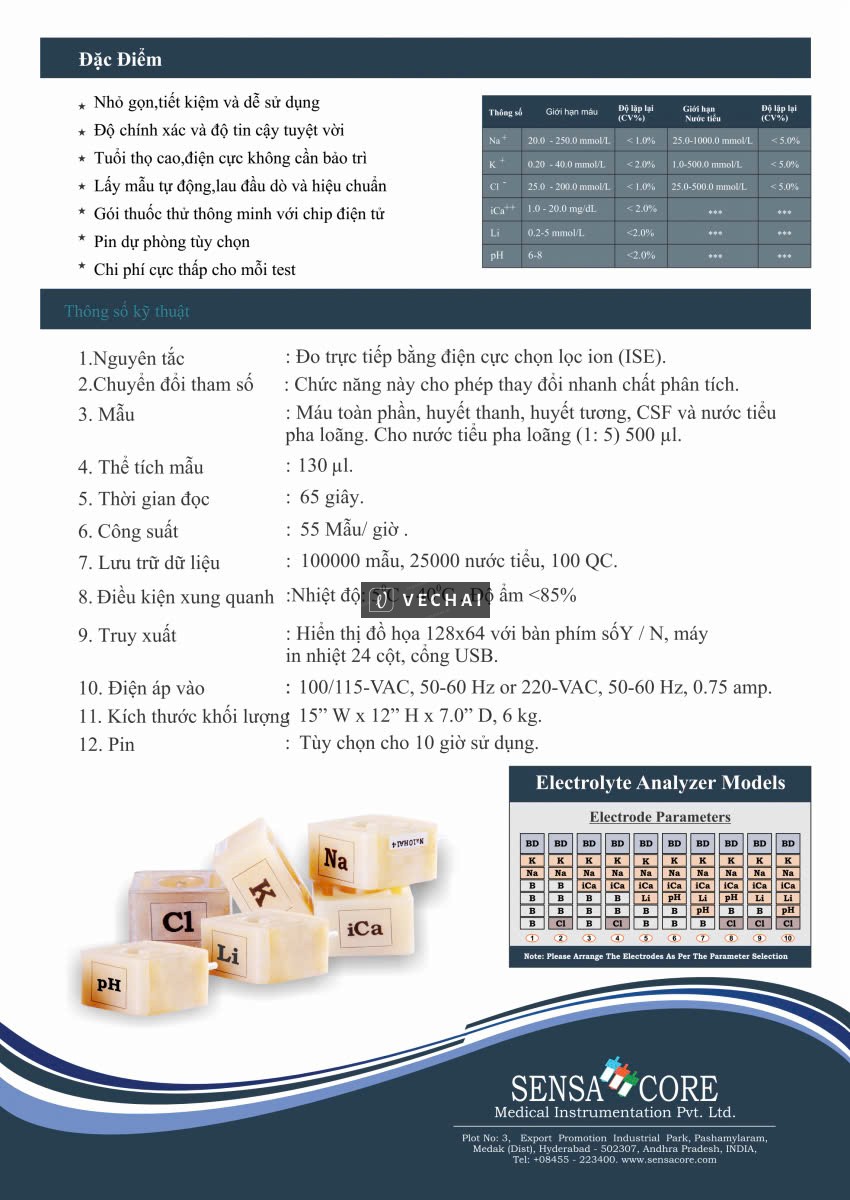 Máy phân tích điện giải 6 thông số SENSA CORE ST-200 Plus