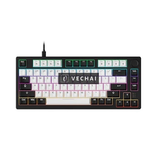 Bàn phím cơ Gaming DAREU EK75 White-black (2 sides RGB strip, Multi-Led, PBT Double Shot OEM profile