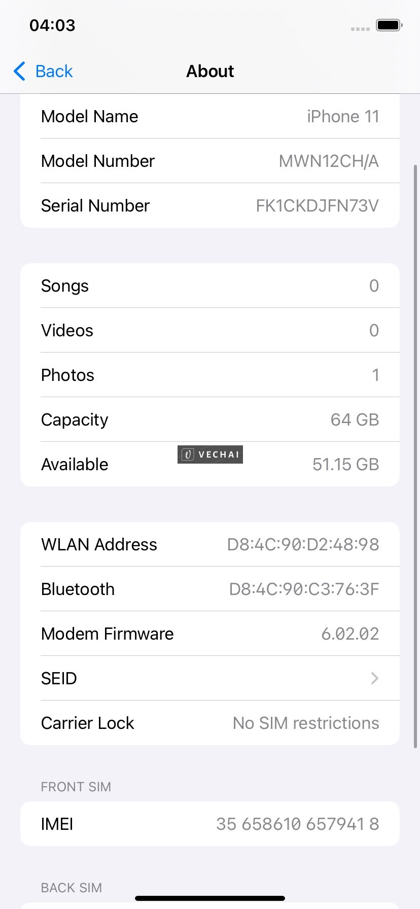 iPHONE 11 64GB TRẮNG TRONG QUỐC TẾ PIN 100%  – Pin new 100% dung lượng thoải mái sử dụng – Tiện lợi