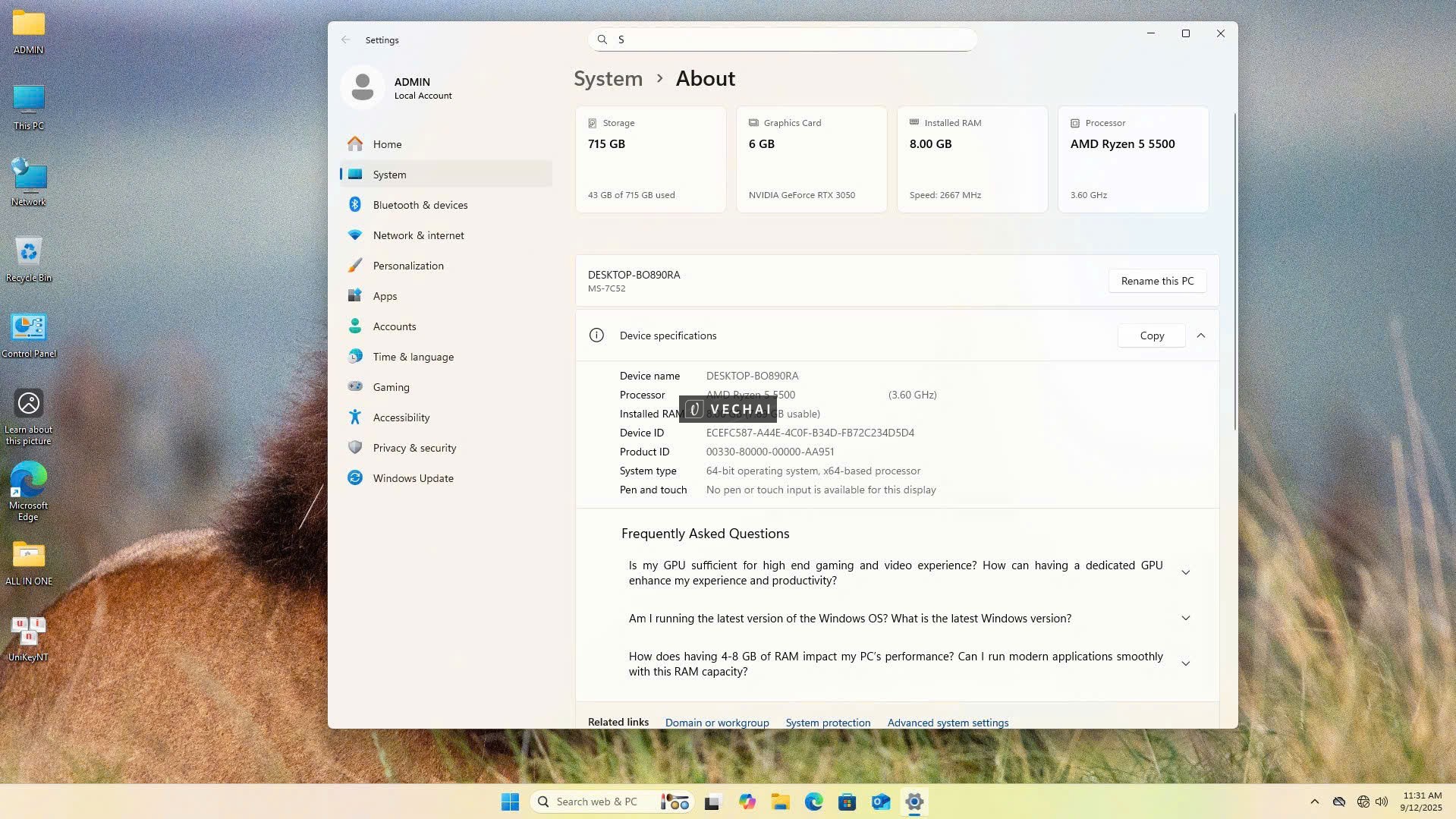 Thanh Lý Bộ Case Ryzen 5 5500 RTX 3050 Vừa mua cellphoens BH 3 năm