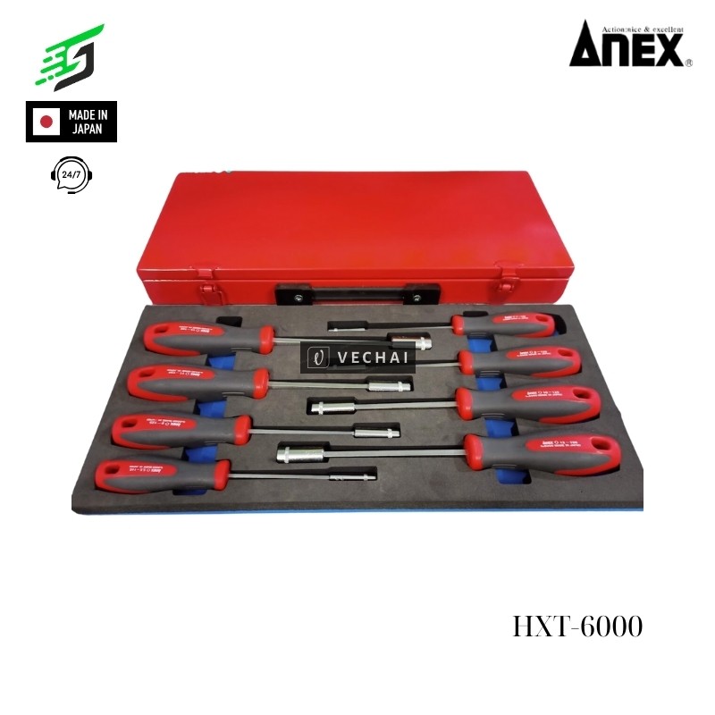 BỘ TÔ VÍT ĐẦU TUÝP 9 CHI TIẾT ANEX HXT-6000 NHẬT BẢN