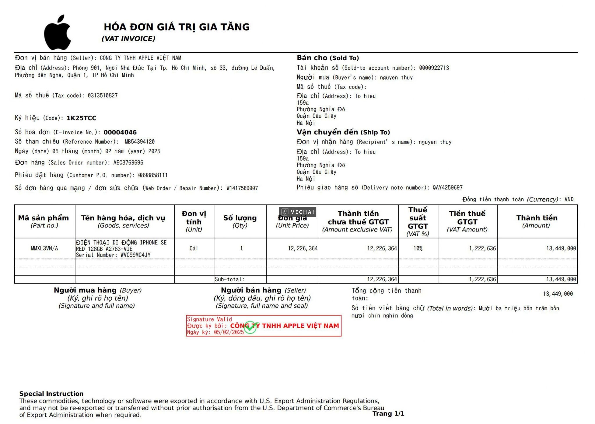 IPHONE SE 3 128GB VN/A MỚI MUA MẤY THÁNG – CHÍP IPHONE 13 PRO MAX  – Bản chính hãng mua apple store