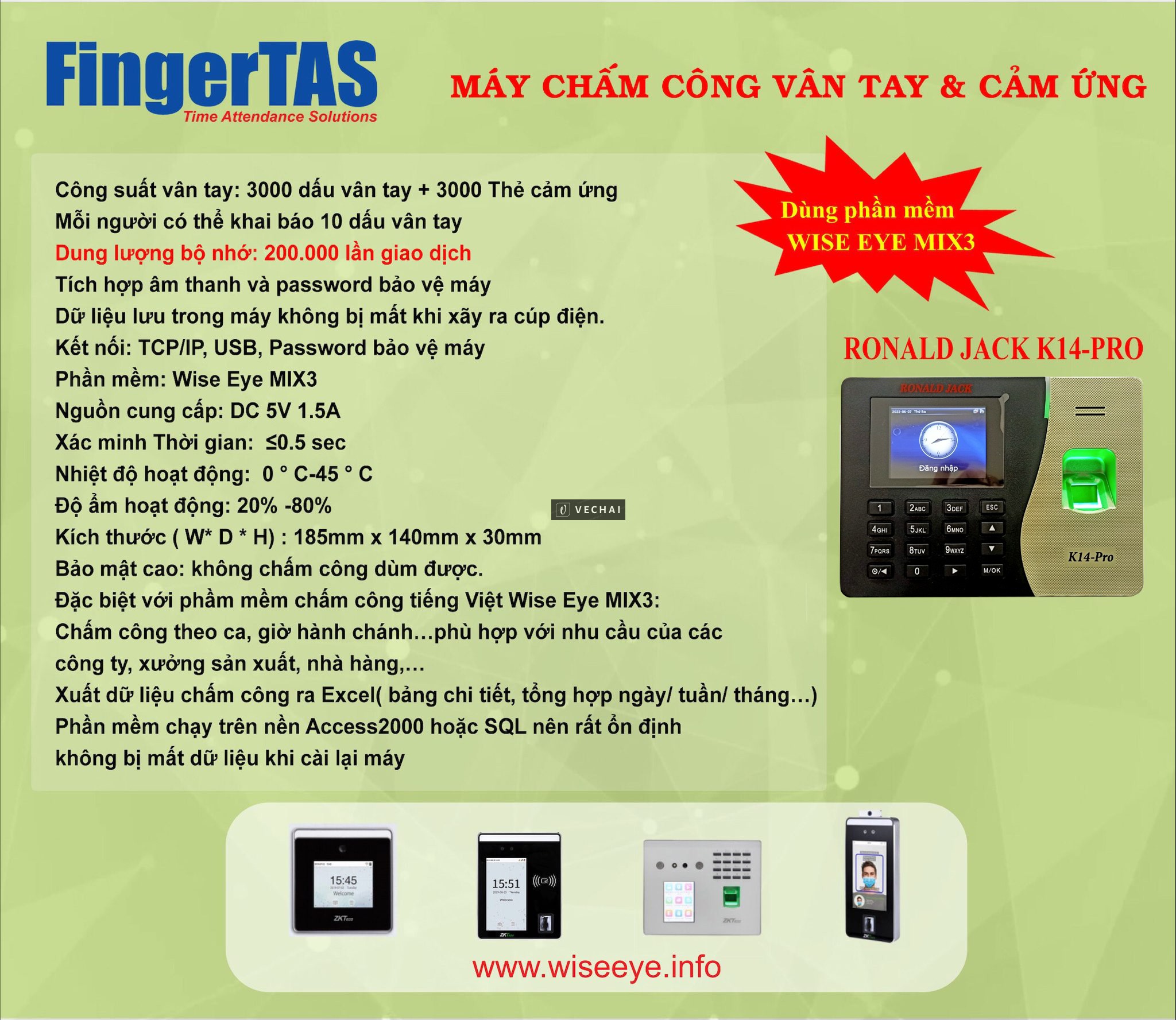 Phân phối các dòng máy chấm công khuôn mặt, vân tay, thẻ giá cạnh tranh