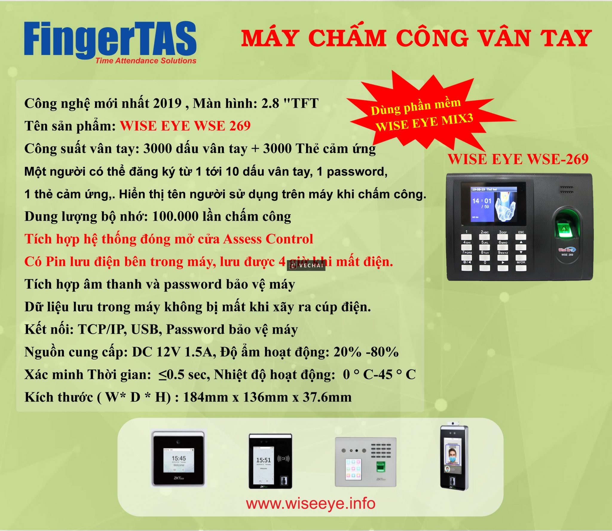 Phân phối các dòng máy chấm công khuôn mặt, vân tay, thẻ giá cạnh tranh