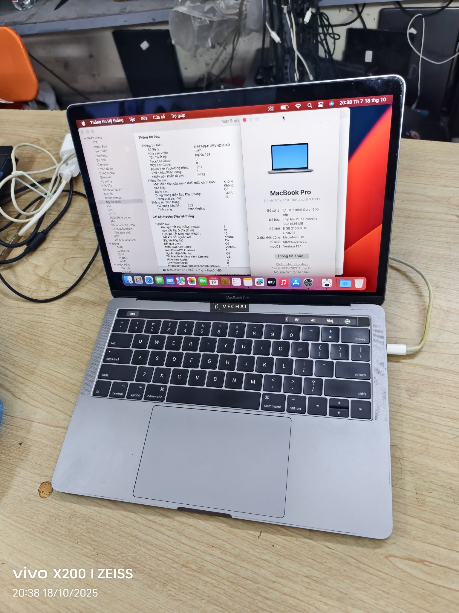 macbook pro 2017 test oke , bản touch bar 4 cổng typc kèm sạc