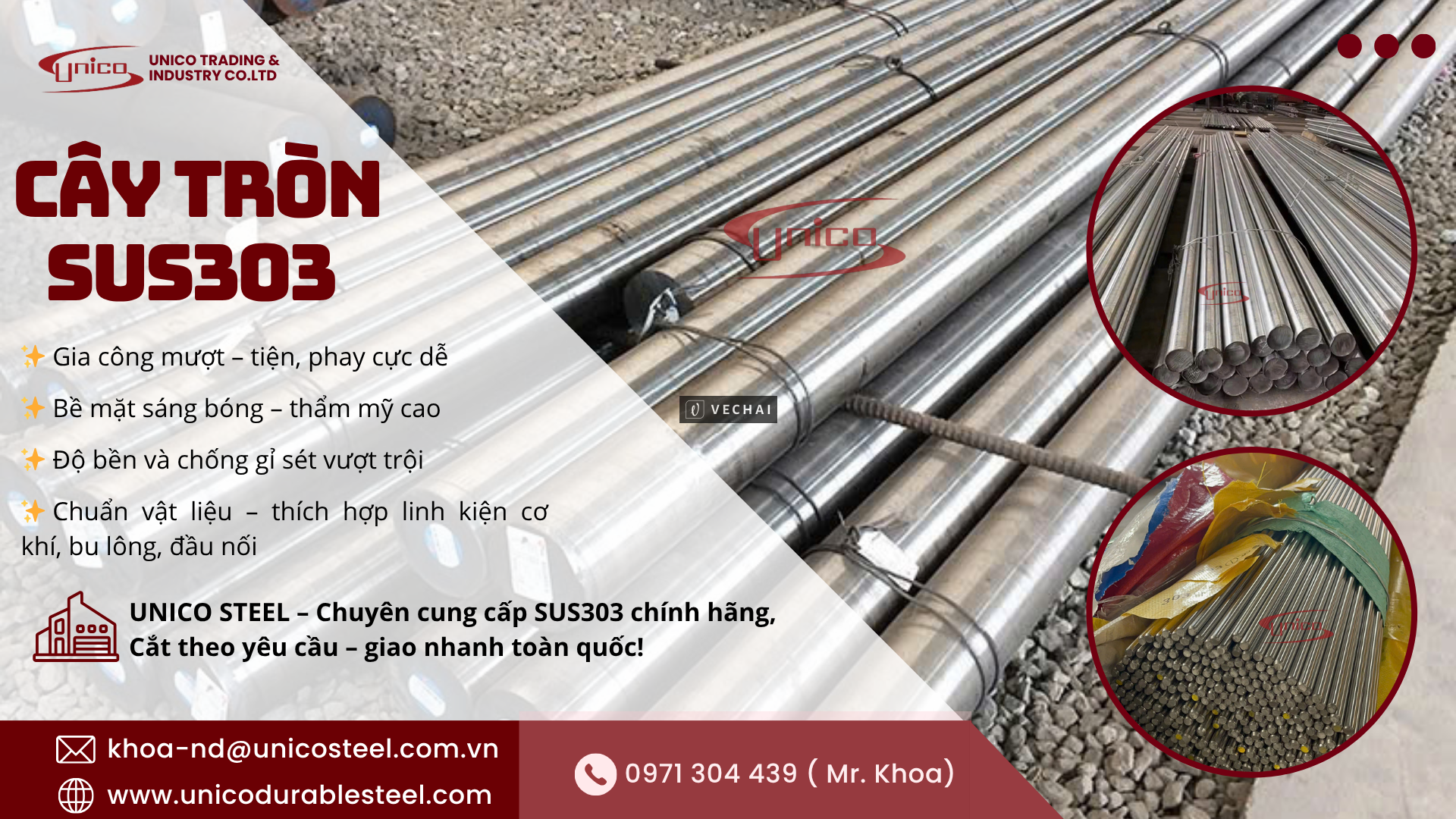 Cây tròn SUS303 – UNICO STEEL
