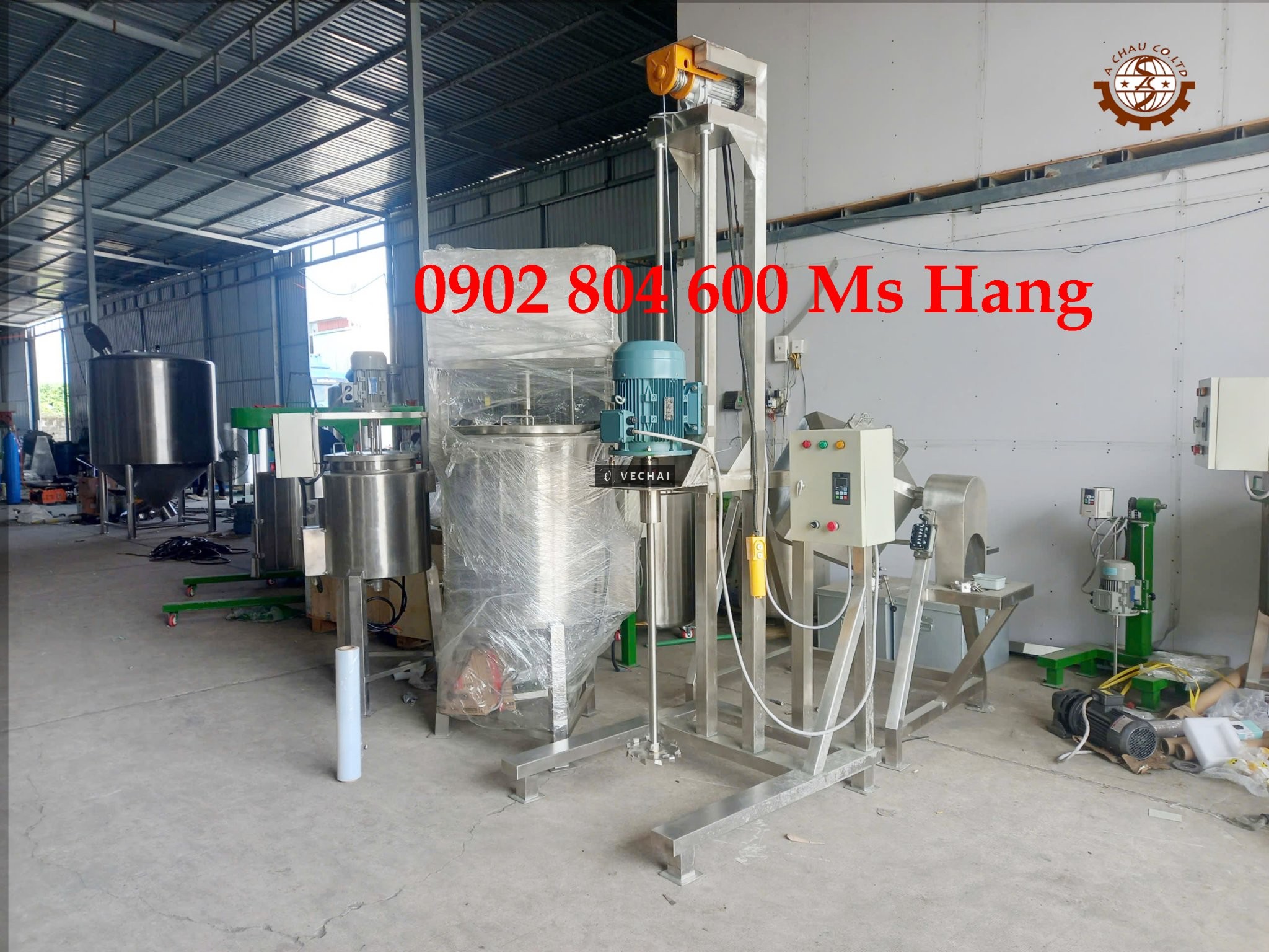 Máy khuấy sơn 200 lít nâng hạ tự động tời điện