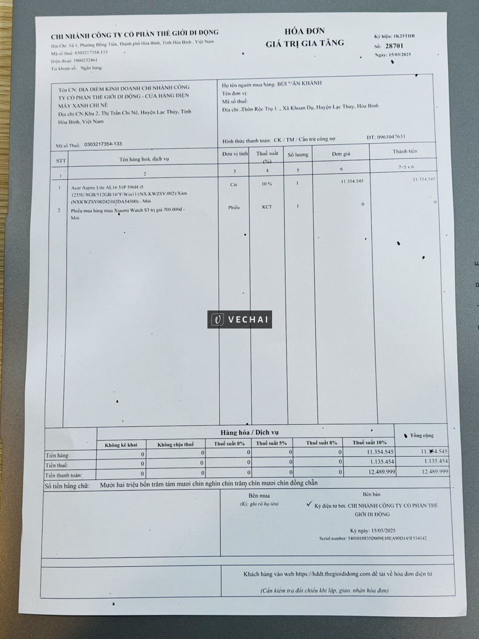 Acer Aspire AL 16 Core i5-1235U Ram 16G SSD NVme 512G 16” FHD BH 14.3.2026 – Vừa Mua Thế giới di Độn