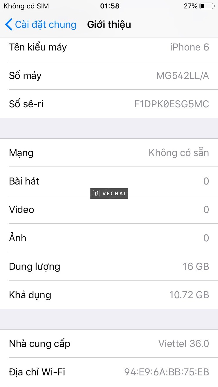Iphone 6 16g quôc Tế Pin 98% Pisen  –  Máy Bản quốc tế cắm sim là sử dụng – Pin đã thay pin pisen 98